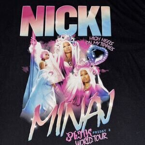 Nicki Minaj Pink Friday 2 World Tour T-Shirt Unisex 2XL Black Graphic Pullover